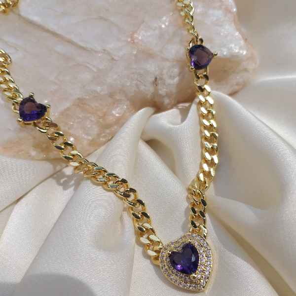 Collar heart purple