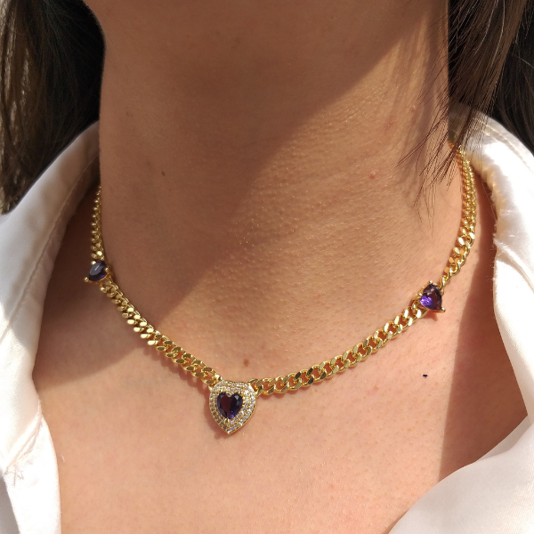 Collar heart purple