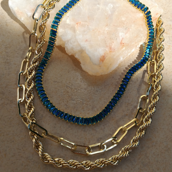 Gargantilla zirconia azul