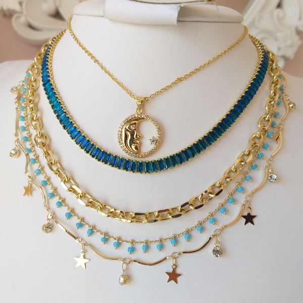 Gargantilla zirconia azul