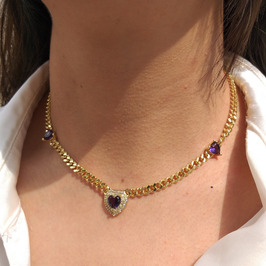 Collar heart purple